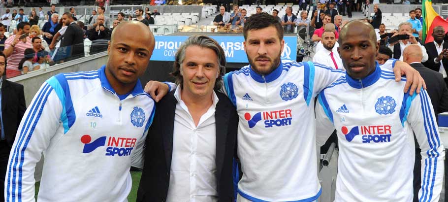 Andre AYEW / Vincent LABRUNE / Andre Pierre GIGNAC / Rod FANNI - 23.05.2015 - Marseille / Bastia - 38e journee Ligue 1 Photo : Gaston Petrelli / Icon Sport