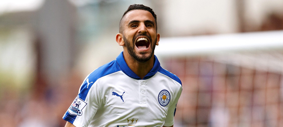 Joie Riyad Mahrez - 15.08.2015 - West Ham / Leicester - 2e journee Premier League Photo : Queenborough / Bpi / Icon Sport *** Local Caption ***