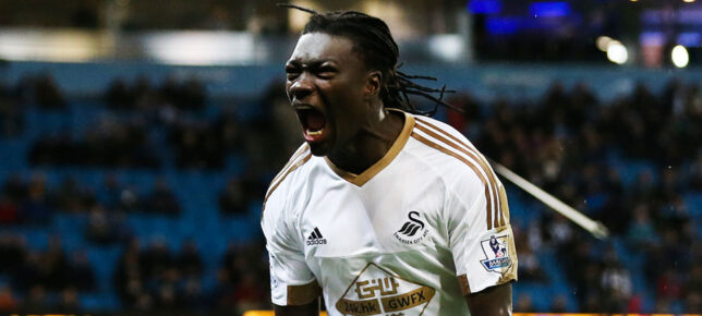 Joie Bafetimbi Gomis - 12.12.2015 - Manchester City / Swansea - 16eme journee de Premier League Photo : Paul Greenwood / BPI / Icon Sport *** Local Caption ***