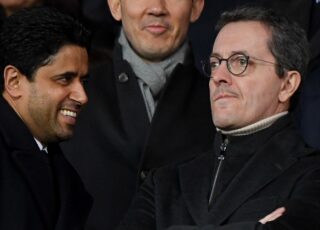 Nasser Al Khelaifi president of PSG, Marseille president Jacques Henri Eyraud