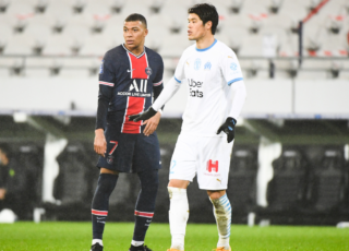 Hiroki Sakai et Mbappe PSG - OM