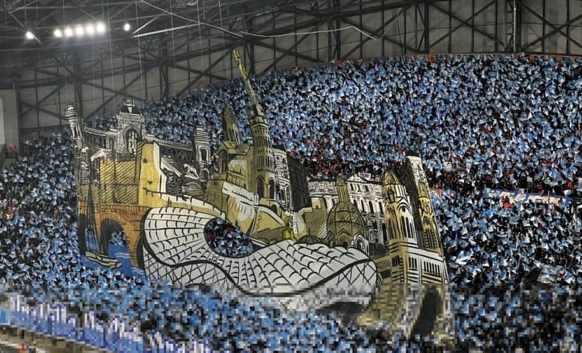 Stade vélodrome Tifo 3D du Virage Sud lors du match OM PSG 2023